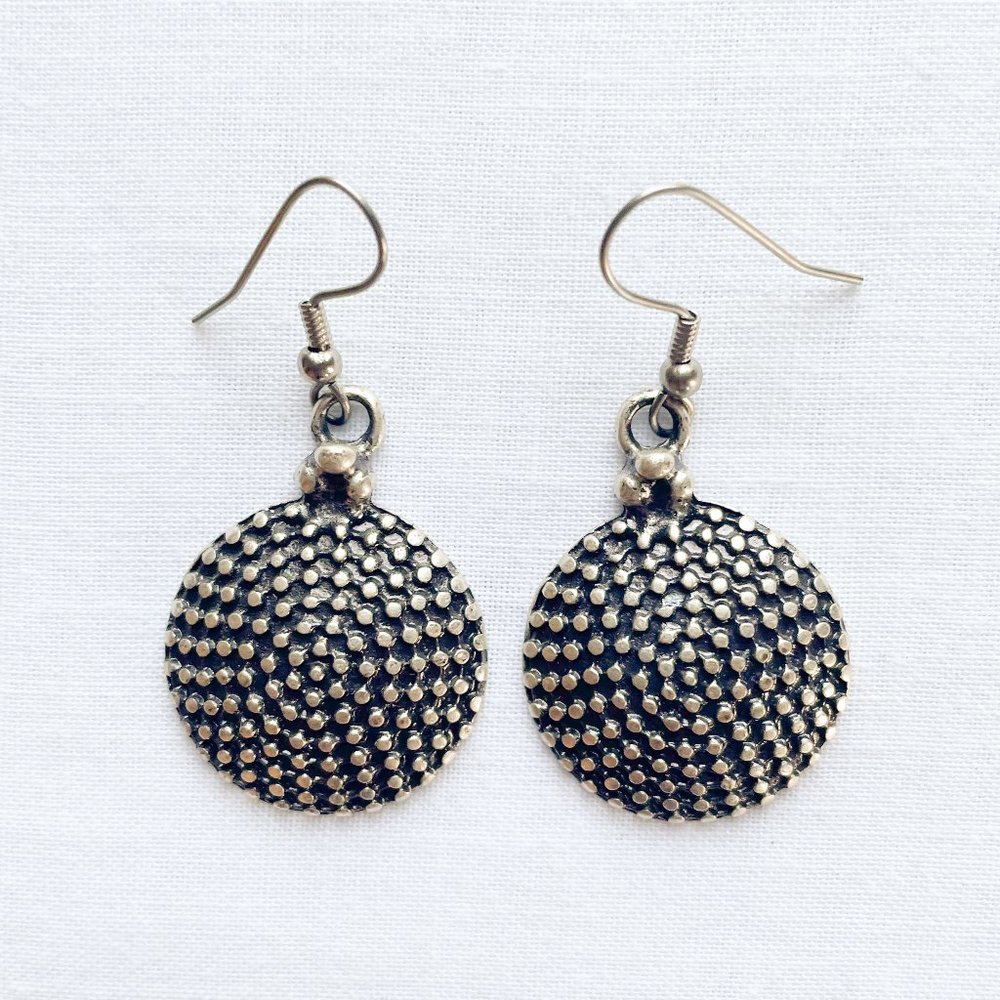 Pewter Disc Earrings